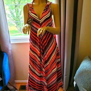 Pink Stripe Asymmetrical Dress